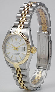 Ladies Rolex Oyster Perpetual DateJust 18K SS - White Dial 69173