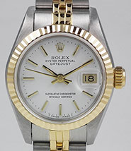 Ladies Rolex Oyster Perpetual DateJust 18K SS - White Dial 69173