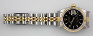 Ladies Rolex Oyster Perpetual DateJust 18K SS - Black Dial 69173