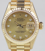 Ladies Rolex Oyster Perpetual DateJust 18K 18ct Diamond Dial 69178