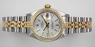 Ladies Rolex DateJust 18K/SS Silver Dial 69173