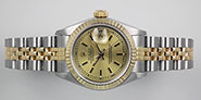 Ladies Rolex DateJust 18K/SS Champagne Dial 69173