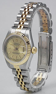 Ladies Rolex DateJust 18K/SS Champagne Dial 69173