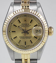 Ladies Rolex DateJust 18K/SS Champagne Dial 69173