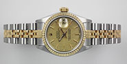 Ladies Rolex Oyster Perpetual DateJust Champagne Linen Dial 69173