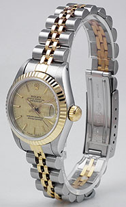 Ladies Rolex Oyster Perpetual DateJust Champagne Linen Dial 69173