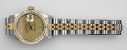 Ladies Rolex Oyster Perpetual DateJust Champagne Linen Dial 69173