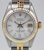 Ladies Rolex DateJust 18K/SS With White Dial 69173