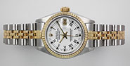 Ladies Rolex Oyster Perpetual DateJust White Roman Numeral Dial 69173