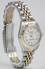 Ladies Rolex Oyster Perpetual DateJust White Roman Numeral Dial 69173