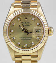 Ladies Rolex Oyster Perpetual DateJust 18K 18ct Diamond Dial 69178