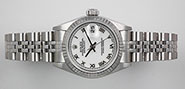 Ladies Rolex Oyster Perpetual DateJust White Roman Numeral Dial 69174