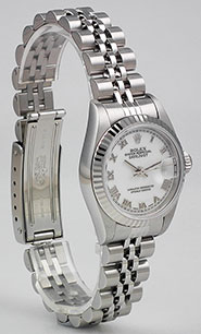 Ladies Rolex Oyster Perpetual DateJust White Roman Numeral Dial 69174