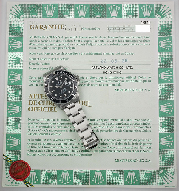 rolex submariner date 1996