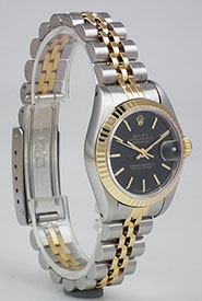 Ladies Rolex Oyster Perpetual DateJust Champagne Linen Dial 69173