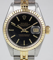 Ladies Rolex Oyster Perpetual DateJust Champagne Linen Dial 69173