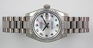 Ladies Rolex Oyster Perpetual DateJust 18K 18ct White Gold MOP Dial 179179