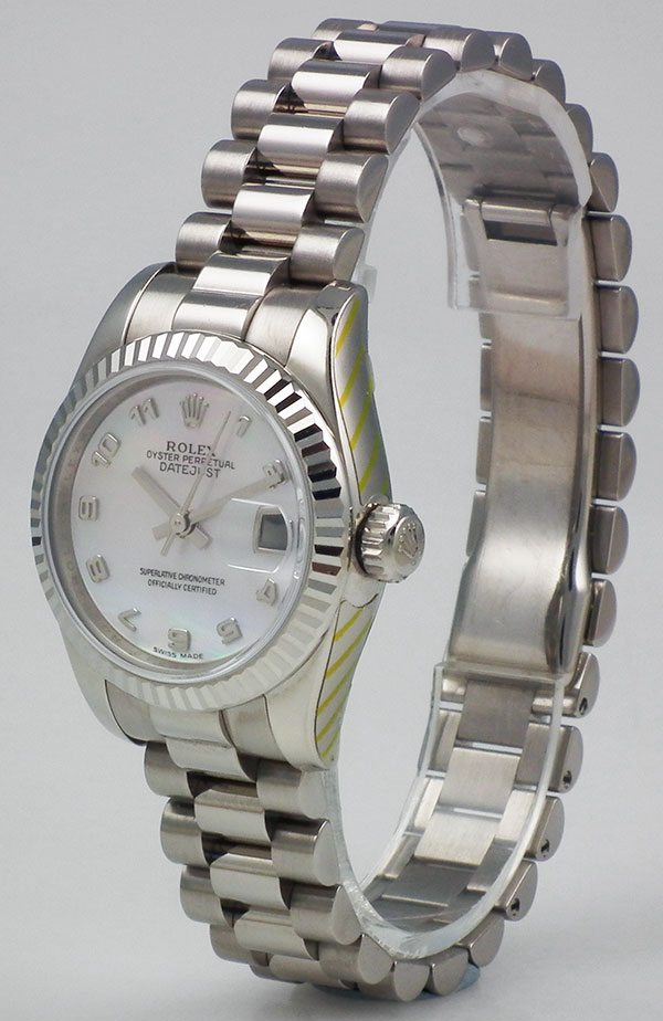 rolex oyster perpetual datejust 18k white gold womens green