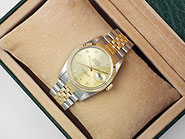 Gents Rolex Oyster Perpetual DateJust 18K/SS - Original Champagne Diamond-Set Dial 16233