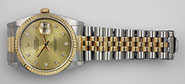 Gents Rolex Oyster Perpetual DateJust 18K/SS - Original Champagne Diamond-Set Dial 16233