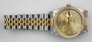 Gents Rolex Oyster Perpetual DateJust 18K/SS - Original Champagne Diamond-Set Dial 16233