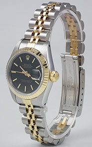 Ladies Rolex Oyster Perpetual DateJust Champagne Linen Dial 69173