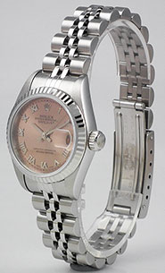 Ladies Rolex Oyster Perpetual DateJust White Roman Numeral Dial 69174