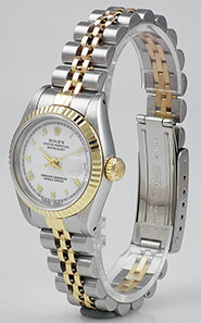 Ladies Rolex Oyster Perpetual DateJust White Roman Numeral Dial 69173