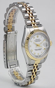 Ladies Rolex Oyster Perpetual DateJust White Roman Numeral Dial 69173