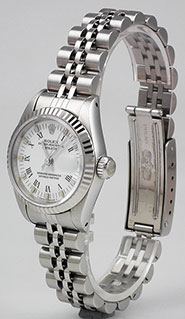 Ladies Rolex Oyster Perpetual DateJust White Roman Numeral Dial 69174