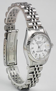 Ladies Rolex Oyster Perpetual DateJust White Roman Numeral Dial 69174