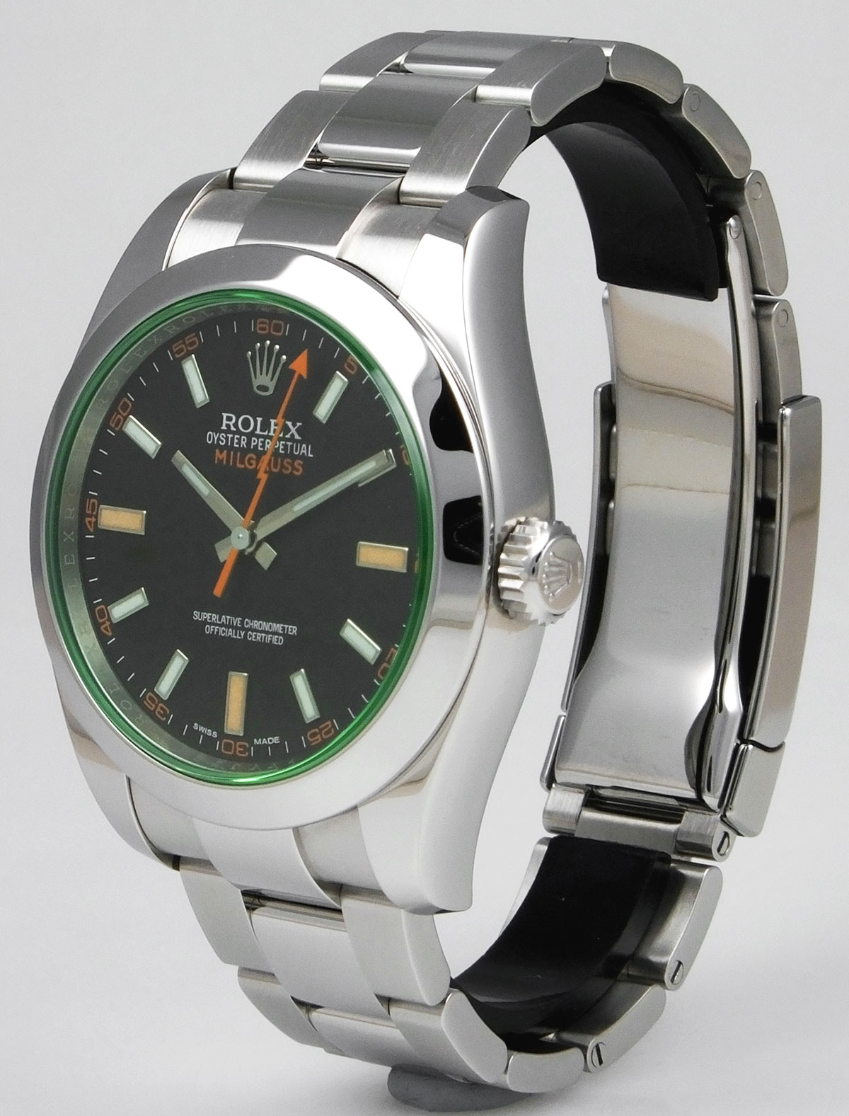 Gents Rolex Oyster Perpetual Milgauss 116400GV - Black Dial Green Glass ...