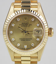 Ladies Rolex Oyster Perpetual DateJust 18K 18ct Diamond Dial 69178