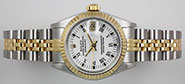 Ladies Rolex Oyster Perpetual DateJust White Roman Numeral Dial 69173