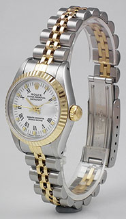 Ladies Rolex Oyster Perpetual DateJust White Roman Numeral Dial 69173