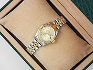 Ladies Rolex Oyster Perpetual DateJust Champagne Roman Numeral Dial 69173