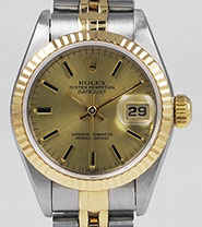 Ladies Rolex Oyster Perpetual DateJust Champagne Dial 69173