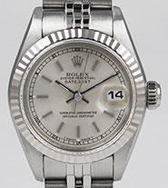 Ladies Rolex Oyster Perpetual DateJust Silver Metallic Dial 69174