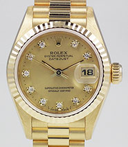 Ladies Rolex Oyster Perpetual DateJust 18K 18ct Diamond Dial 69178