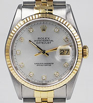 Rolex Oyster Perpetual DateJust 16233 - Silver Diamond Dial