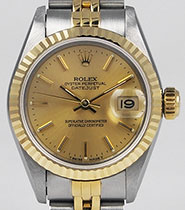 Ladies Rolex Oyster Perpetual DateJust Champagne Dial 69173