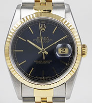 Rolex Oyster Perpetual DateJust 16233 - Metallic Blue Dial