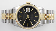 Rolex Oyster Perpetual DateJust 18K SS 16233 - Black Tapestry Dial