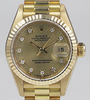 Ladies Rolex Oyster Perpetual DateJust 18K 18ct Diamond Dial 69178