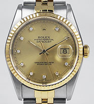 Rolex Oyster Perpetual DateJust 16233 - Champgne Diamond Dial