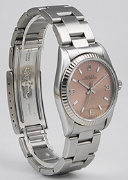 Mid Mid-Size Rolex Oyster Perpetual Salmon Pink Dial 77014