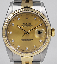 Rolex Oyster Perpetual DateJust 16233 - Champgne Diamond Dial