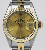 Ladies Rolex Oyster Perpetual 18K/SS Champagne Dial 69173