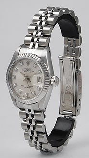 Ladies Rolex Oyster Perpetual DateJust 69174 - Factory Original Rolex Silver Diamond Dial