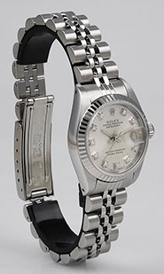 Ladies Rolex Oyster Perpetual DateJust 69174 - Factory Original Rolex Silver Diamond Dial